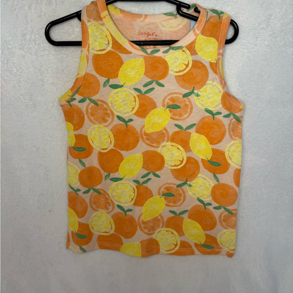 New Girl Toddler Cat & Jack Orange and Lemon Themed Sleeve-less Top, Size 4T